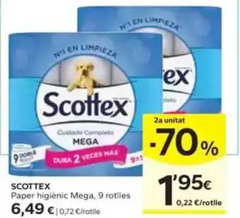 Caprabo SCOTTEX Paper higiènic Mega, 9 rotlles oferta