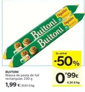 Caprabo BUITONI Massa de pasta de full rectangular oferta