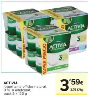 Caprabo ACTIVIA logurt amb bifidus natural, 0% o edulcorat oferta