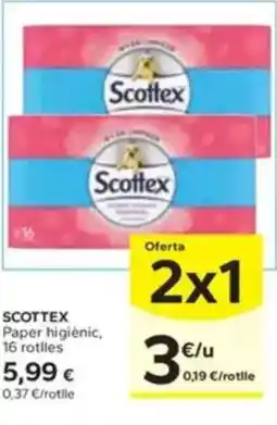 Caprabo SCOTTEX Paper higiènic, 16 rotlles oferta