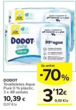 Caprabo DODOT Tovalloletes Aqua Pure 0 % plàstic, 3 x 48 unitats oferta