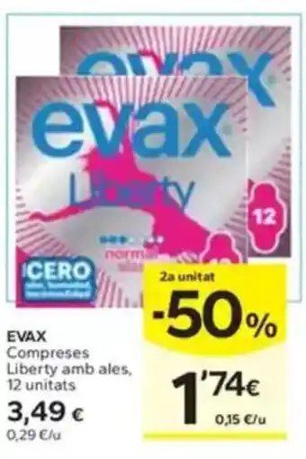 Caprabo EVAX Compreses Liberty amb ales, 12 unitats oferta