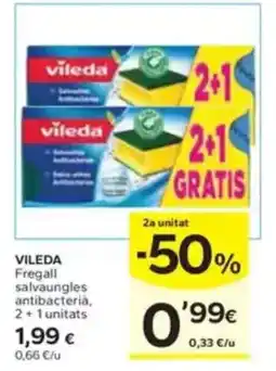 Caprabo VILEDA Fregall salvaungles antibacteria, 2+1 unitats oferta