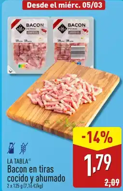 ALDI LA TABLAⓇ Bacon en tiras cocido y ahumado oferta