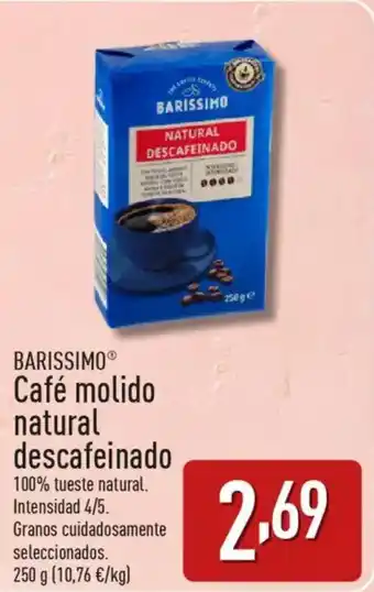 ALDI BARISSIMO® Café molido natural descafeinado oferta