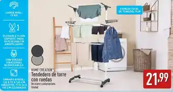 ALDI HOME CREATION Tendedero de torre con ruedas oferta