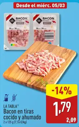 ALDI LA TABLAⓇ Bacon en tiras cocido y ahumado oferta