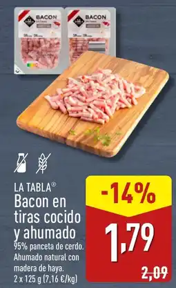 ALDI LA TABLAⓇ Bacon en tiras cocido y ahumado oferta