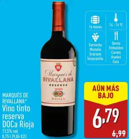 ALDI MARQUÉS DE RIVALLANA® Vino tinto reserva DOCa Rioja oferta