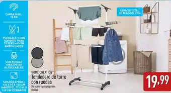 ALDI HOME CREATIONⓇ Tendedero de torre con ruedas oferta