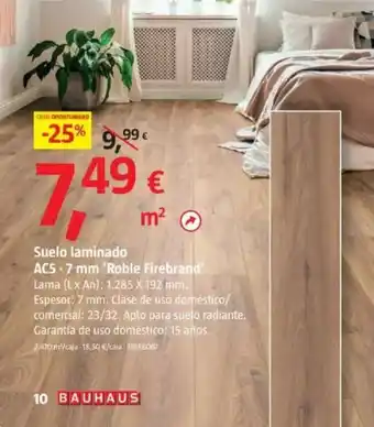 Bauhaus Suelo laminado AC5-7 mm 'Roble Firebrand' oferta