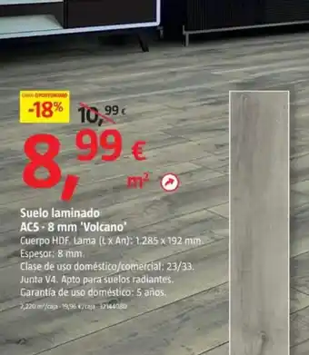 Bauhaus Suelo laminado AC5.8 mm 'Volcano' oferta