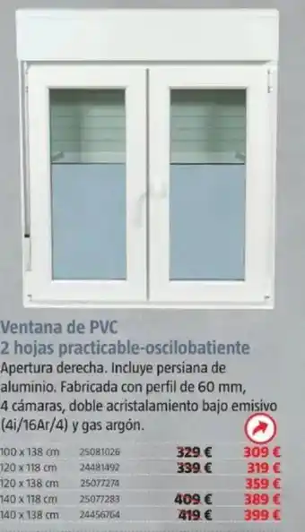 Bauhaus Ventana de PVC 2 hojas practicable-oscilobatiente oferta