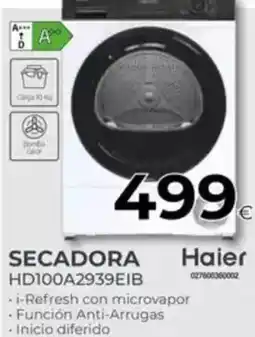 Tien 21 HAIER Secadora hd100a2939eib oferta