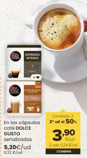 Autoservicios Familia DOLCE GUSTO En las cápsulas café señalizadas oferta