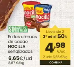 Autoservicios Familia NOCILLA En las cremas de cacao señalizadas oferta