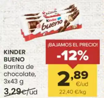 Autoservicios Familia KINDER BUENO Barrita de chocolate oferta