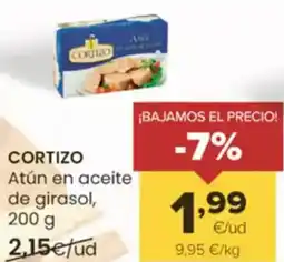 Autoservicios Familia CORTIZO Atún en aceite de girasol, oferta