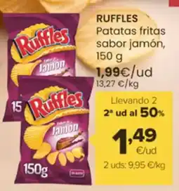 Autoservicios Familia RUFFLES Patatas fritas sabor jamón, oferta