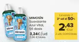 Autoservicios Familia MIMOSÍN Suavizante Azul Vital, 56 dosis oferta