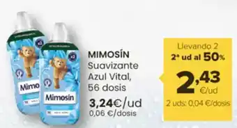 Autoservicios Familia MIMOSÍN Suavizante Azul Vital, 56 dosis oferta