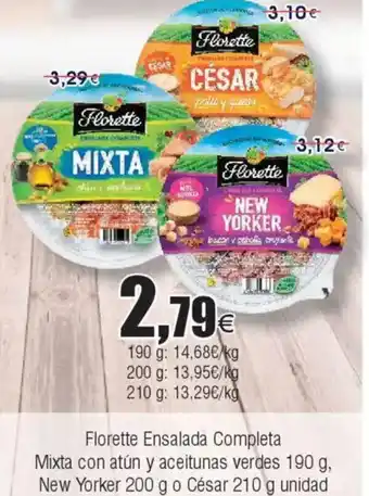 FROIZ Florette Ensalada Completa Mixta con atún y aceitunas verdes New Yorker oferta