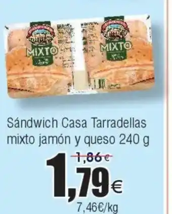 FROIZ Sándwich Casa Tarradellas mixto jamón y queso oferta