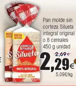 FROIZ Pan molde sin corteza Silueta integral original o 8 cereales oferta