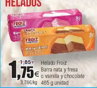 FROIZ Helado Froiz Barra nata y fresa o vainilla y chocolate oferta