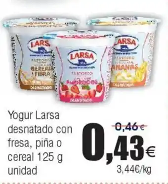 FROIZ Yogur Larsa desnatado con fresa, piña o cereal oferta