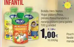 FROIZ Bolsita Hero Nanos Yogur plátano/fresa, plátano/fresa/manzana o naranja/plátano/pera/galleta oferta