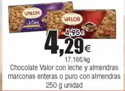 FROIZ Chocolate Valor con leche y almendras marconas enteras o puro con almendras oferta