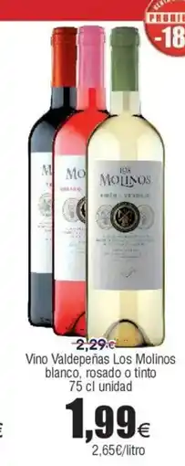 FROIZ Vino Valdepeñas Los Molinos blanco, rosado o tinto oferta