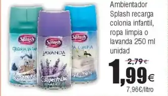 FROIZ Ambientador Splash recarga colonia infantil oferta