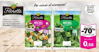 Sorli FLORETTE Bròcoli, coliflori pastanaga o bròcoli per fer al microones oferta