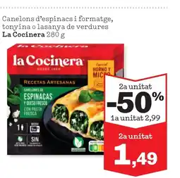 Sorli LA COCINERA Canelons d'espinacs i formatge, tonyina o lasanya de verdures oferta