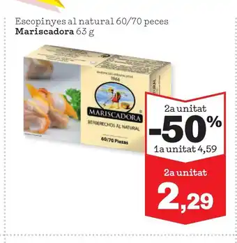 Sorli MARISCADORA Escopinyes al natural 60/70 peces oferta