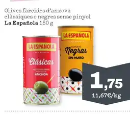 Sorli LA ESPAÑOLA Olives farcides d'anxova clàssiques o negres sense pinyol oferta