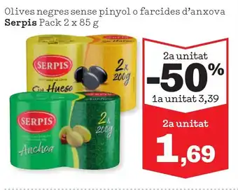 Sorli SERPIS Olives negres sense pinyol o farcides d'anxova oferta