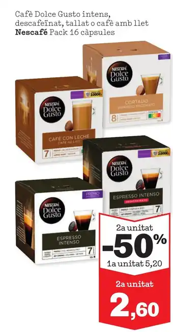 Sorli NESCAFÉ Cafè Dolce Gusto intens, descafeinat, tallat o cafè amb llet oferta