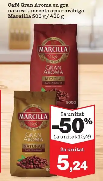 Sorli MARCILLA Cafè Gran Aroma en gra natural, mescla o pur aràbiga oferta