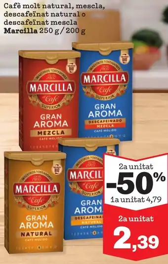 Sorli MARCILLA Cafè molt natural, mescla, descafeïnat natural o descafeïnat mescla oferta