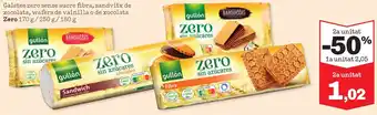 Sorli ZERO Galetes zero sense sucre fibra, sandvitx de xocolata, wafers de vainilla o de xocolata oferta