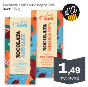 Sorli SORLI Xocolata amb llet o negra 70% oferta