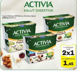 Sorli ACTIVIA Iogurt fibres o 0% fibres, diversos tipus oferta