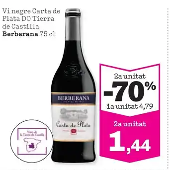 Sorli BERBERANA Vi negre Carta de Plata DO Tierra de Castilla oferta