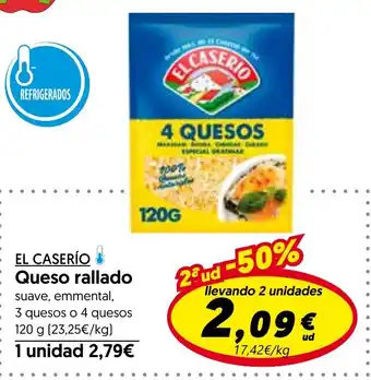 Hiper Usera EL CASERÍO Queso rallado oferta