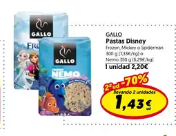 Hiper Usera GALLO Pastas Disney oferta