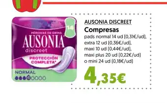 Hiper Usera AUSONIA DISCREET Compresas oferta