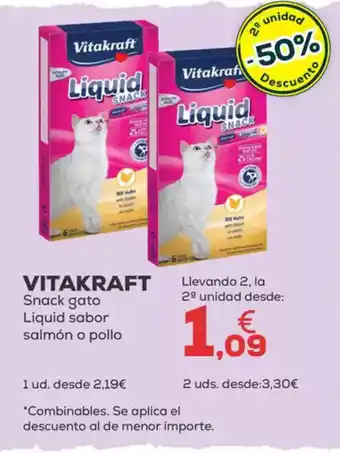 Kiwoko VITAKRAFT Snack gato Liquid sabor salmón o pollo oferta